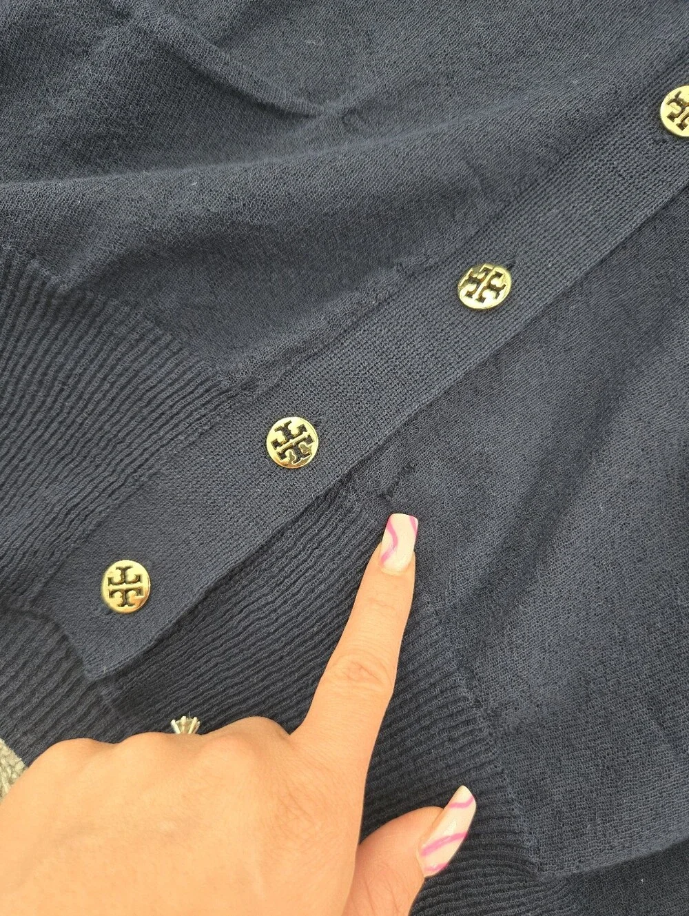Tory Burch Simone sheer logo button cardigan. Size Medium.